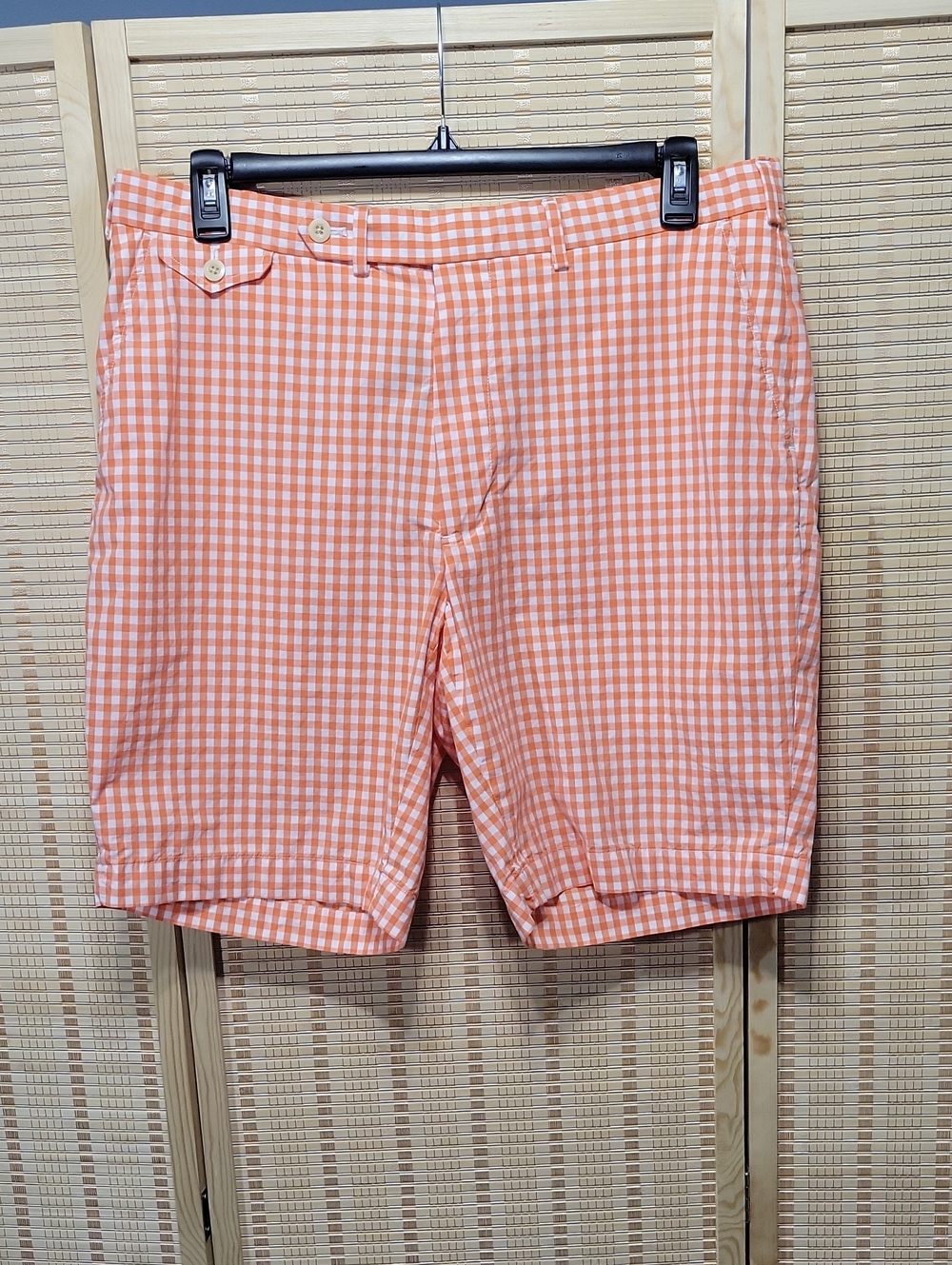 Ralph Lauren Polo Golf Links Fit Shorts - orange/white checked - size 36